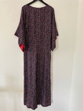 Dovina Paris Printed black Maxi Dress with Pink Accents size M